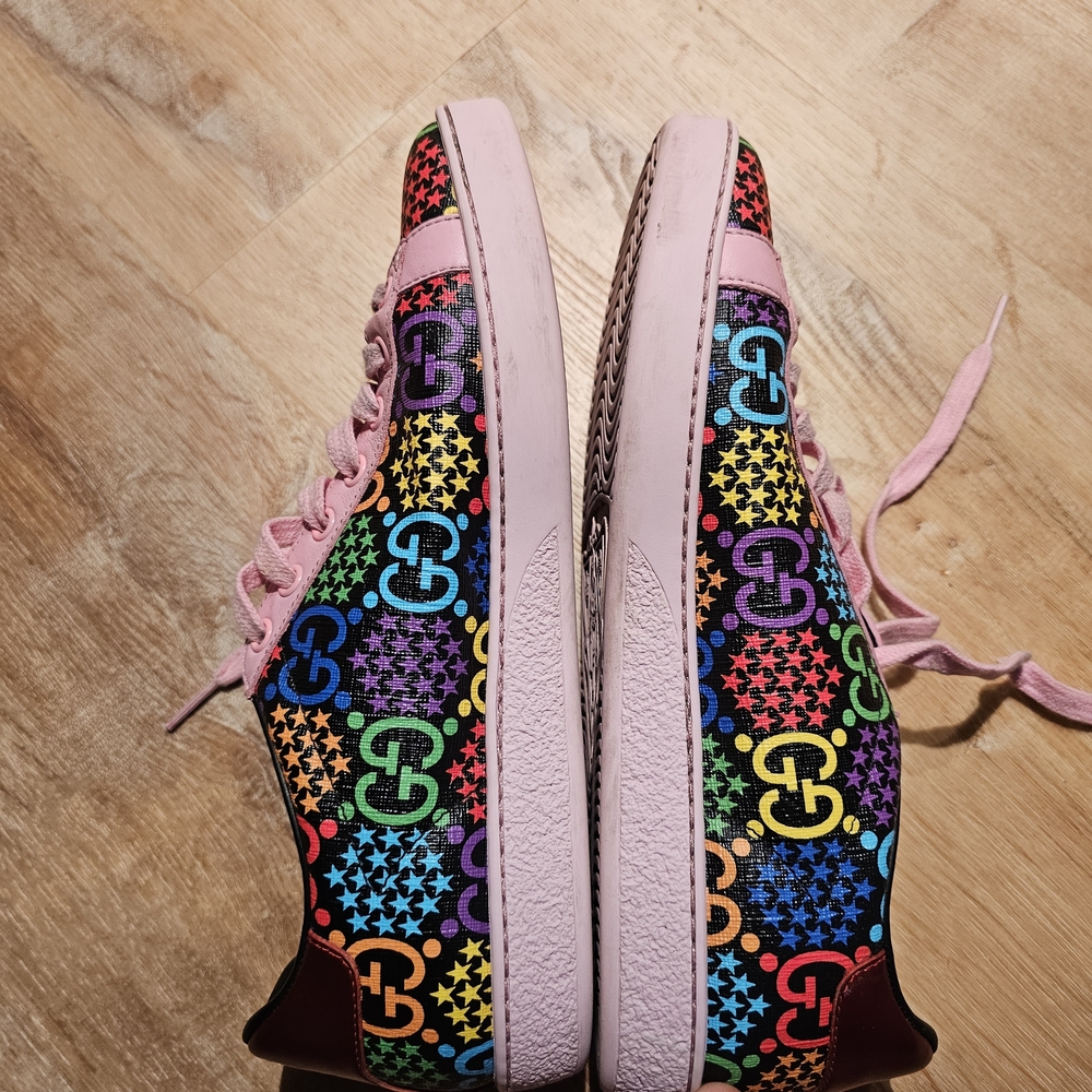 Gucci GG womens Monogram Psychedelic Ace Sneakers Multicolor Pink EU 37.5 - Picture 5 of 7